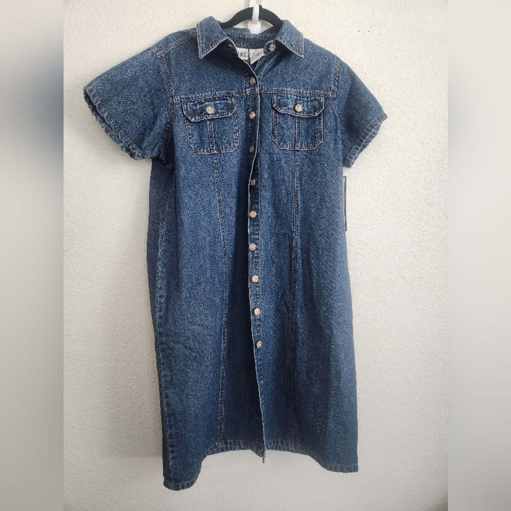 Vintage deadstock Bill blass western button down denim dress‎